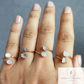 Herkimer Diamond Ring, Statement Ring, Adjustable Ring, Dainty Ring, Natural Gemstone Jewelry, Healing Chakras Ring, Wedding Gift, Gift idea